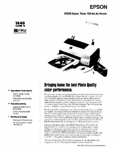 Epson Photo 700 Epson Stylus Photo 700 Brochure